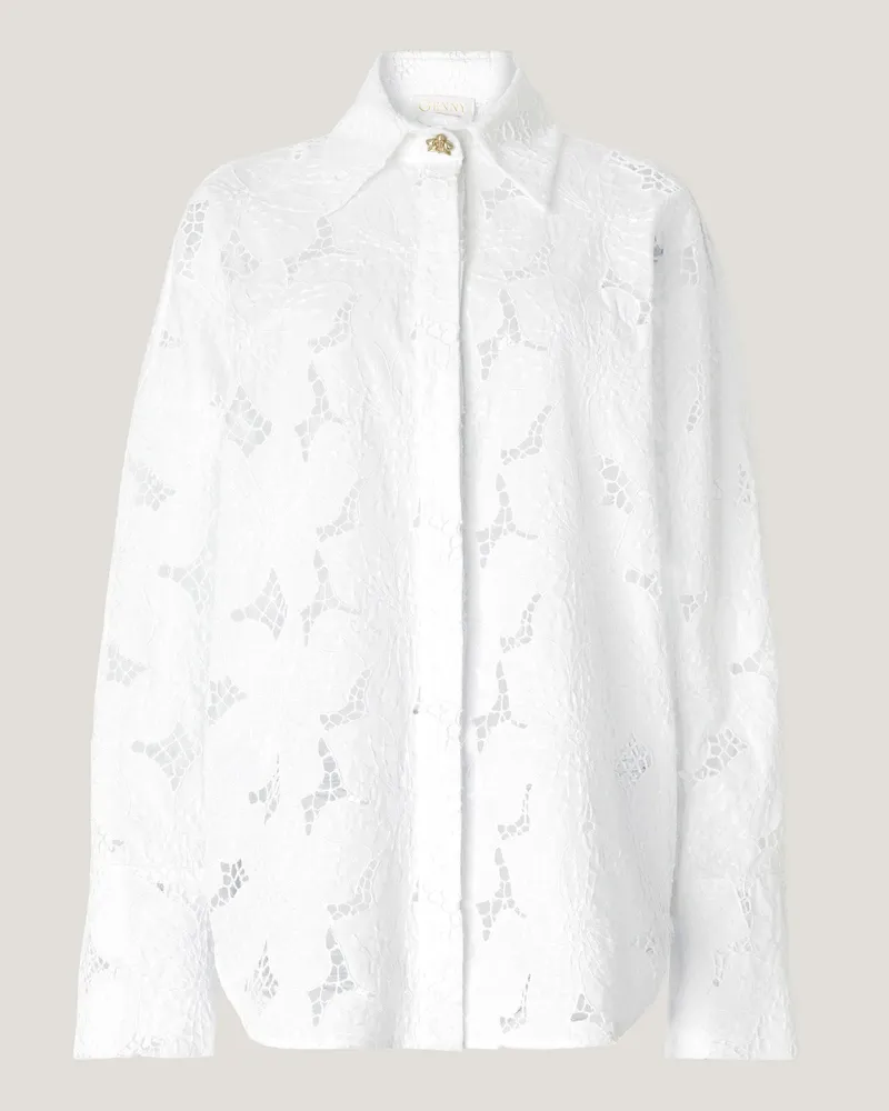 Genny Shirt with Orchids embroidery White