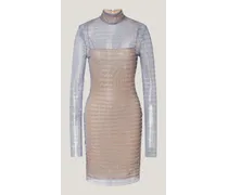 Patterned rhinestone mesh dress