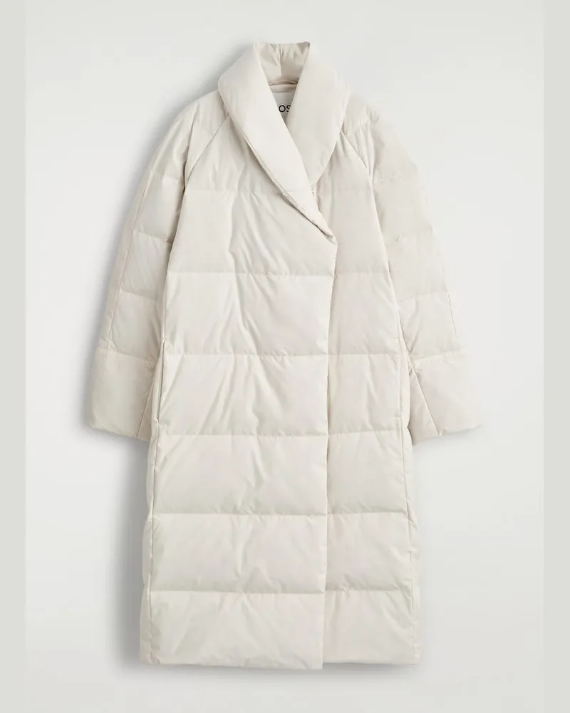 COS Langer Gesteppter Daunenmantel Mit Schalkragen Weiß