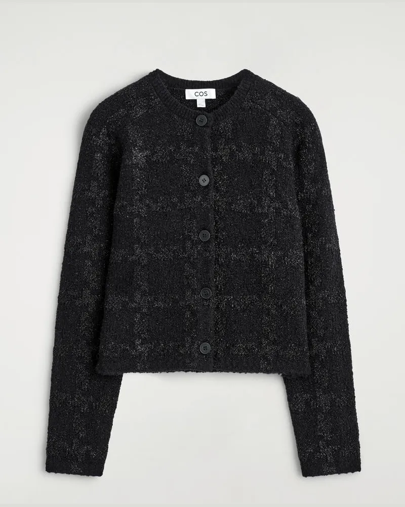 COS Glitzernde Bouclé-Strickjacke Schwarz