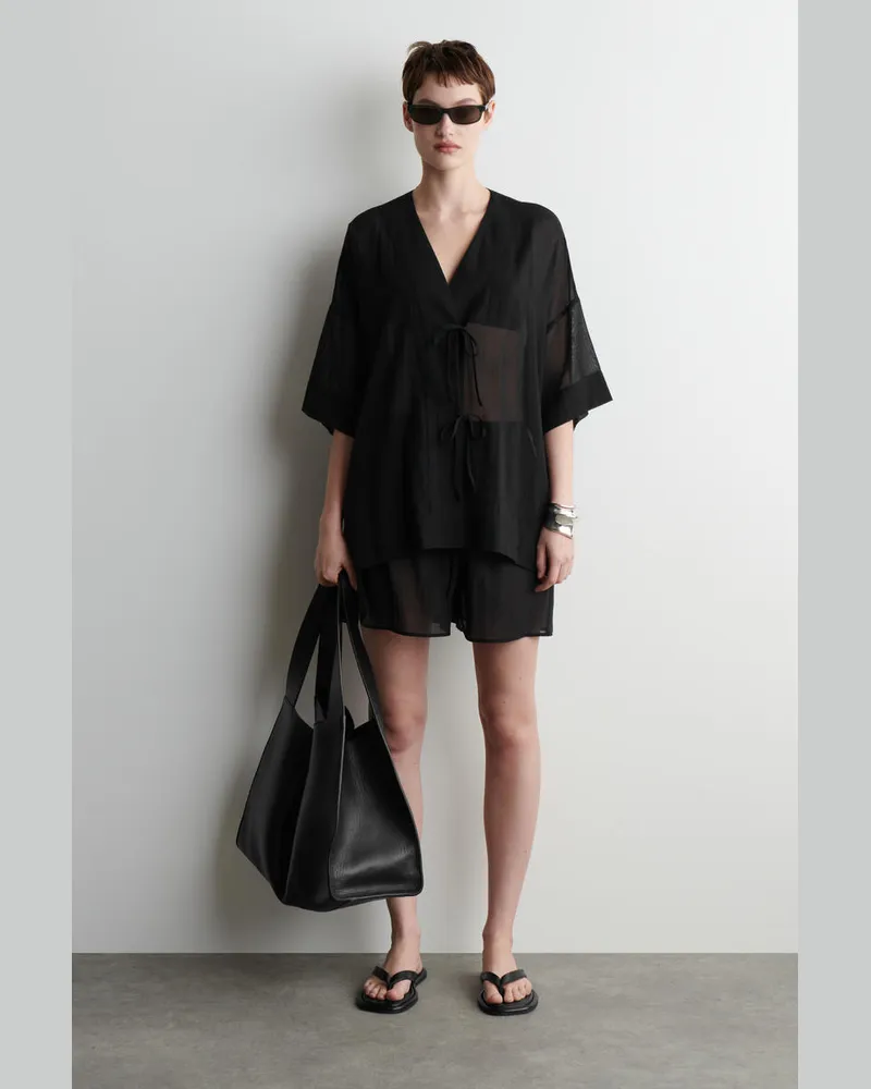 COS Shorts Aus Baumwolle In Knitteroptik Schwarz