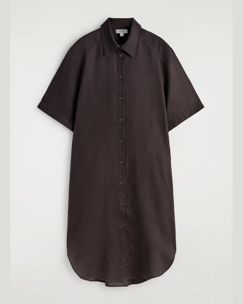 COS Hemdkleid Aus Leinen Mit Kurzen Ärmeln Rot
