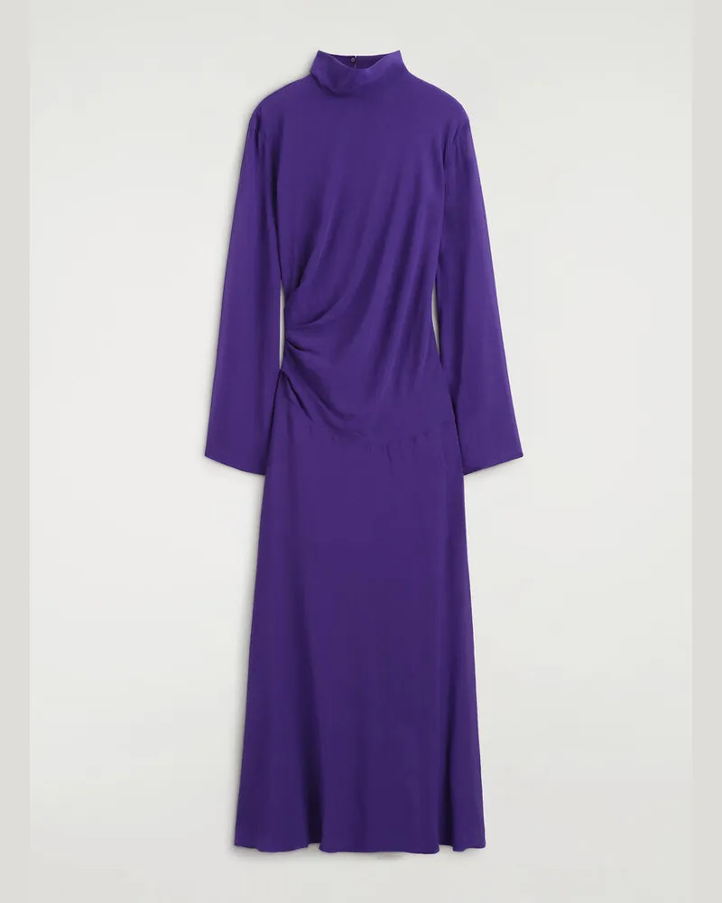 COS Drapiertes, Hochgeschlossenes Midikleid Lila