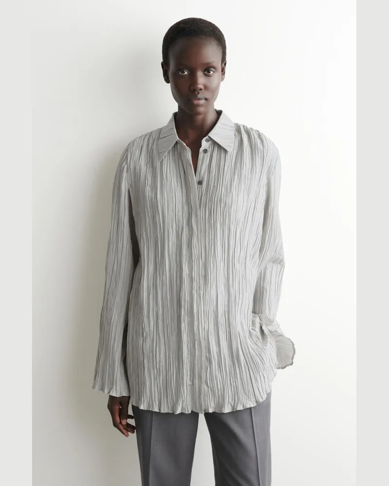 COS Rundes Hemd Aus Strukturierter Seide Grau