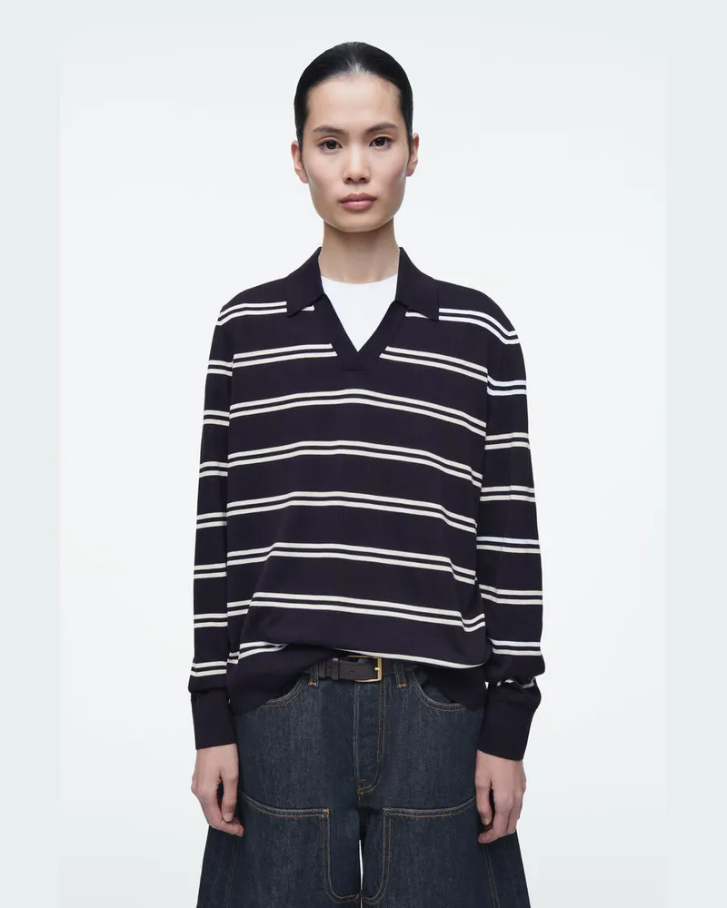 COS Poloshirt Aus Seidenstrick Blau