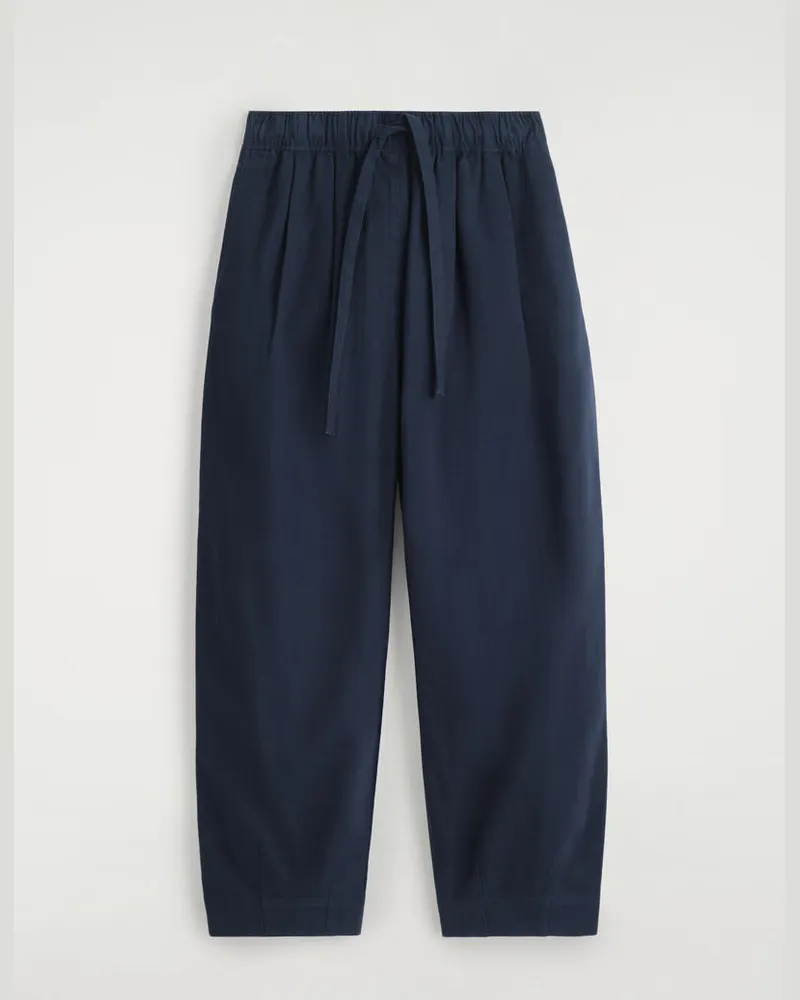 COS Schmal Zulaufende Baumwollhose Mit Kordelzug Blau