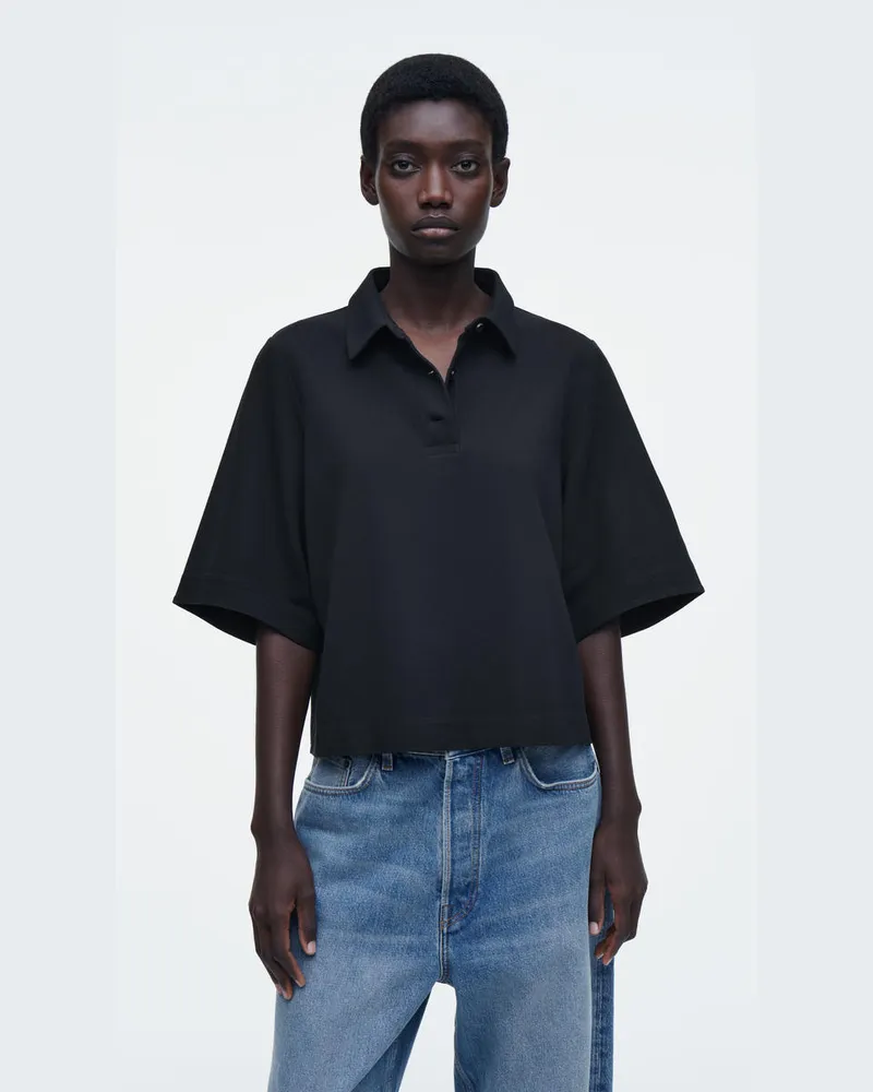 COS Kastenförmiges Poloshirt Blau