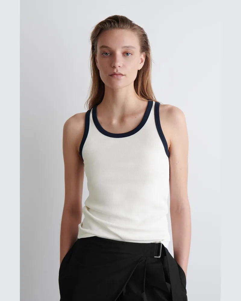 COS Geripptes Tanktop Weiß
