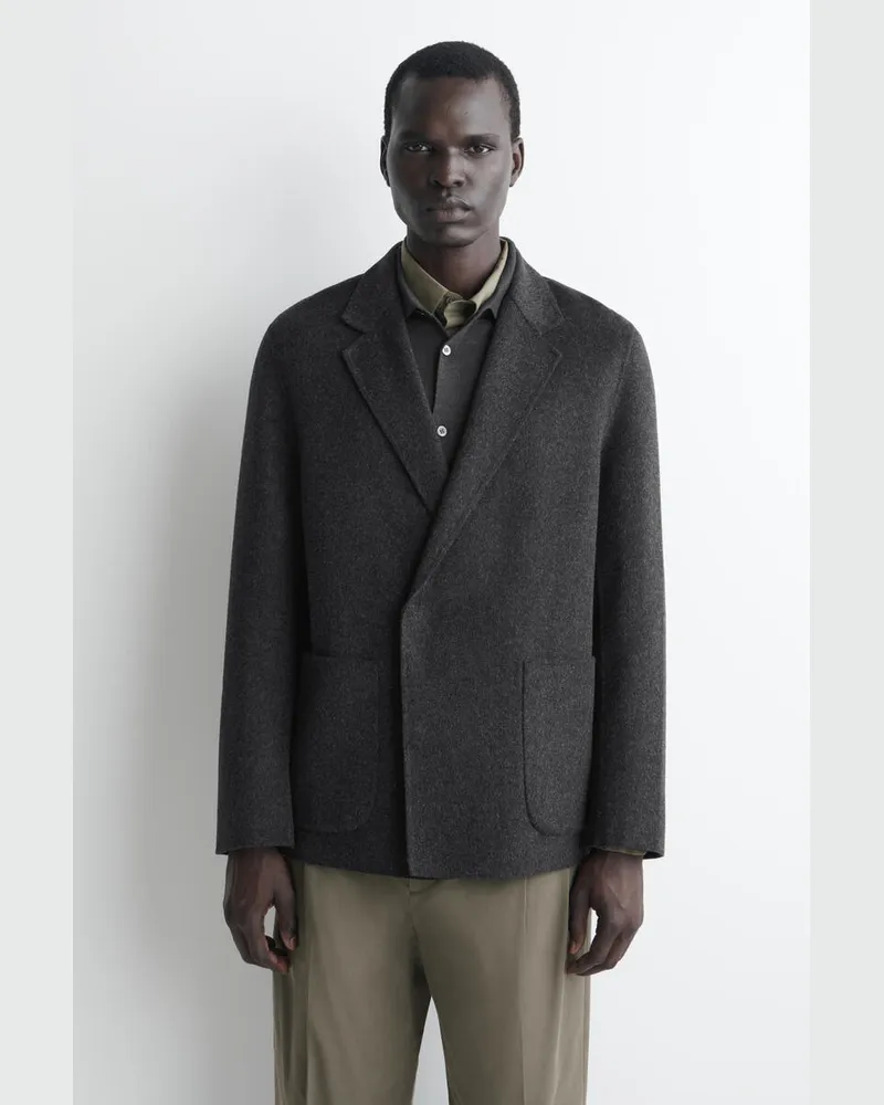 COS Unstrukturierter Blazer Aus Doubleface-Woll-Mix Grau
