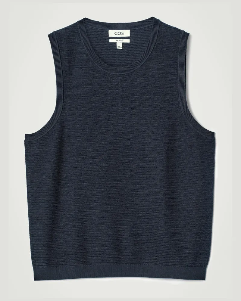 COS Strukturiertes Tanktop Aus Baumwolle Blau