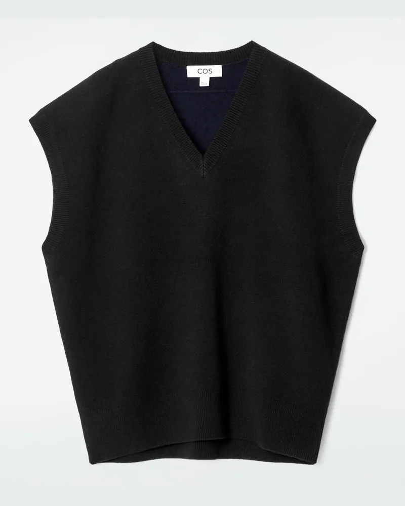 COS Pullunder Aus Doubleface-Wolle Mit V-Ausschnitt Schwarz