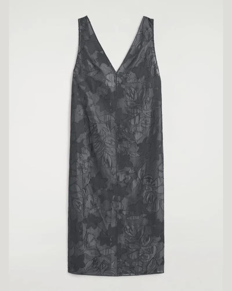 COS Besticktes, Leichtes Kleid Mit V-Ausschnitt Grau