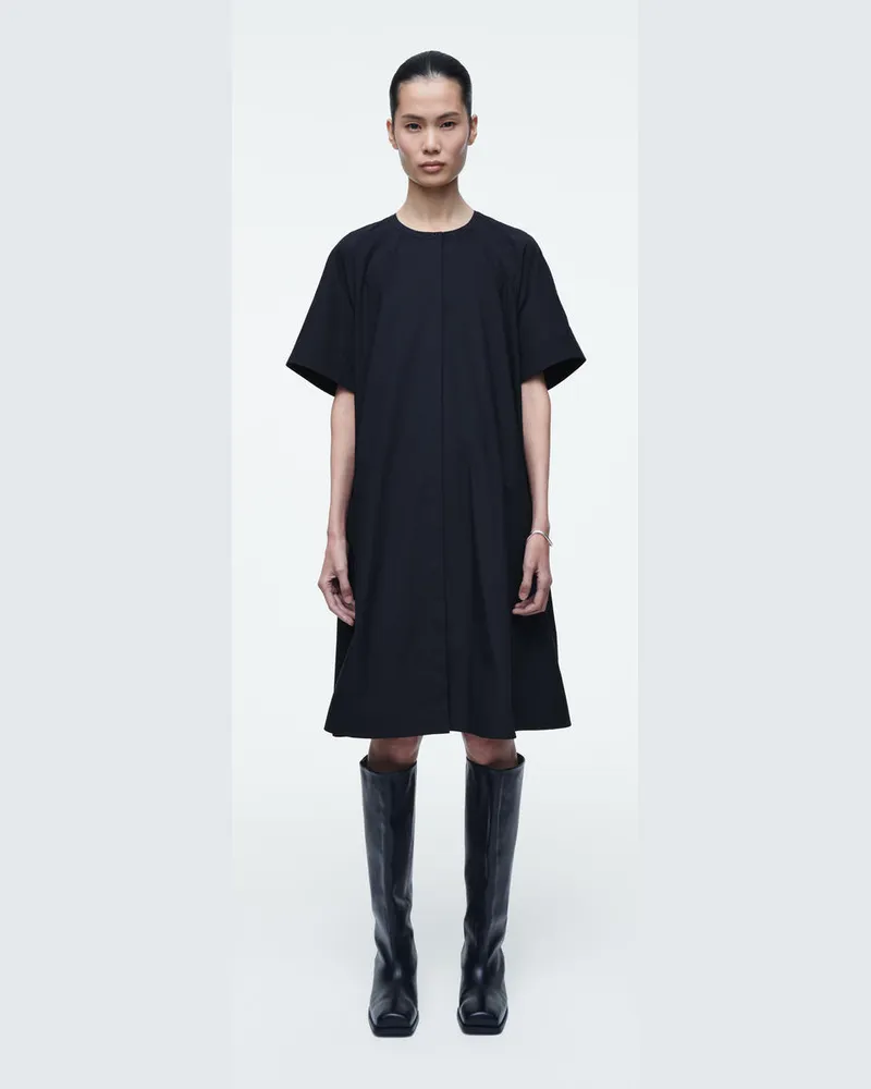 COS Ausgestelltes Oversized-Midikleid Aus Popeline Blau