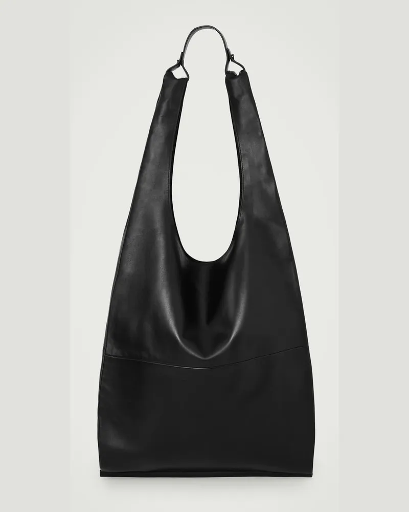COS Knautschige Tote Bag Aus Leder Schwarz