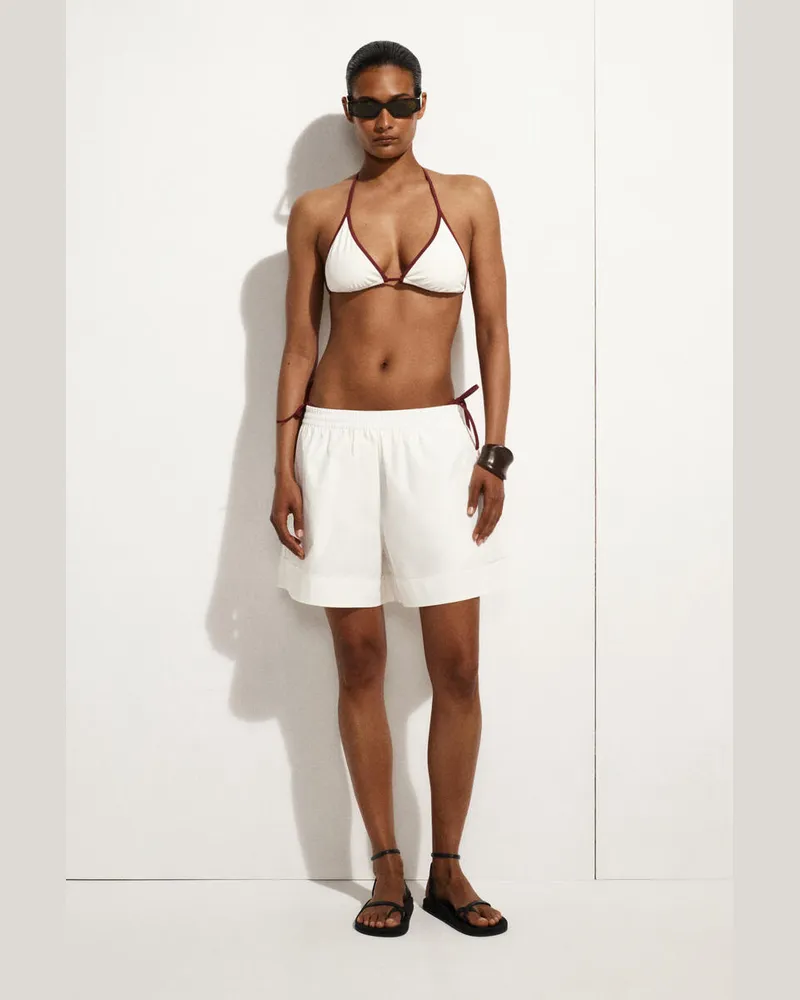 COS Contrast-Trimmed Triangle Bikini Top Weiß
