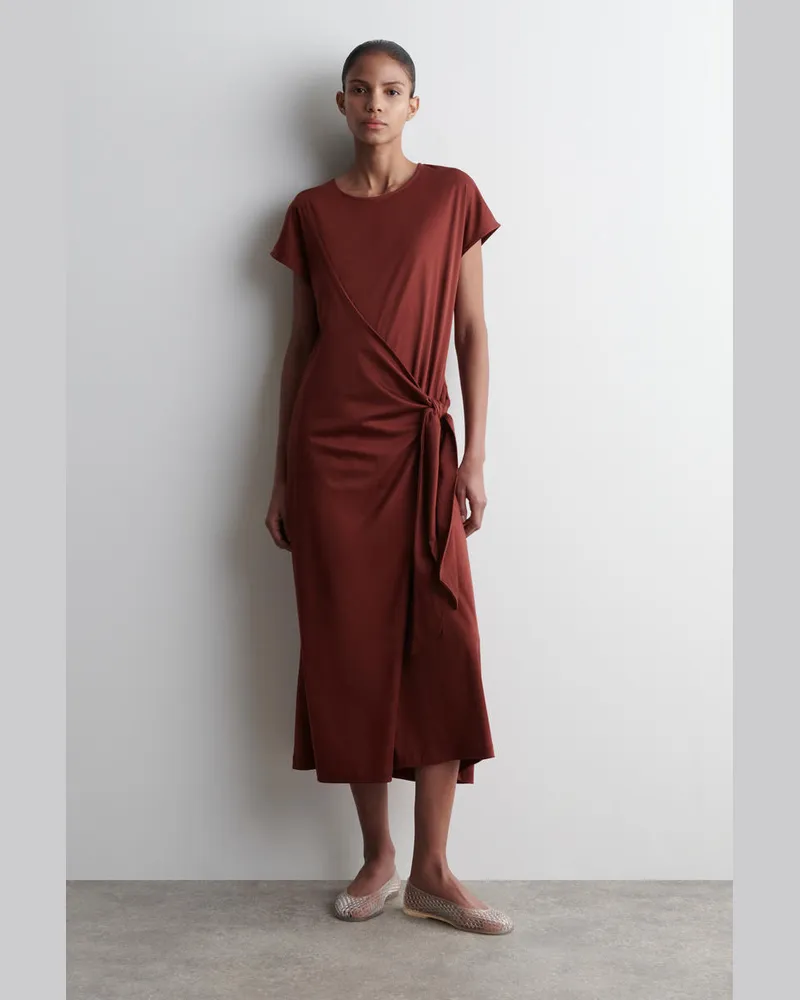 COS Wrap-Front T-Shirt Dress Rot