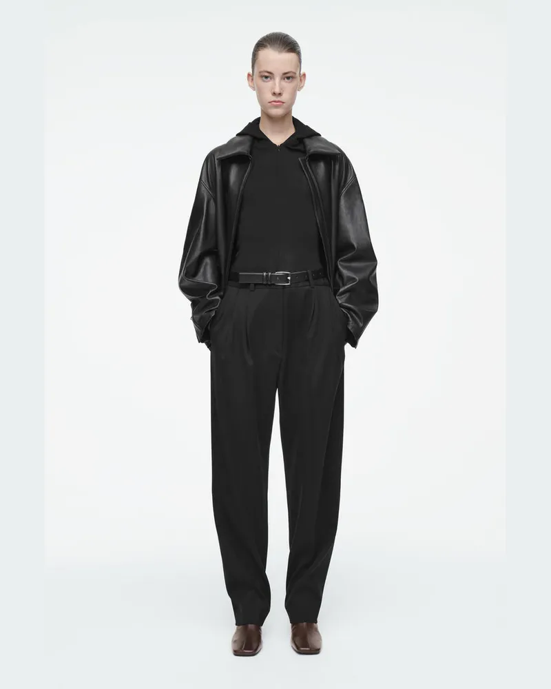 COS Elegante Hose Aus Woll-Mix Mit Schmaler Passform Schwarz