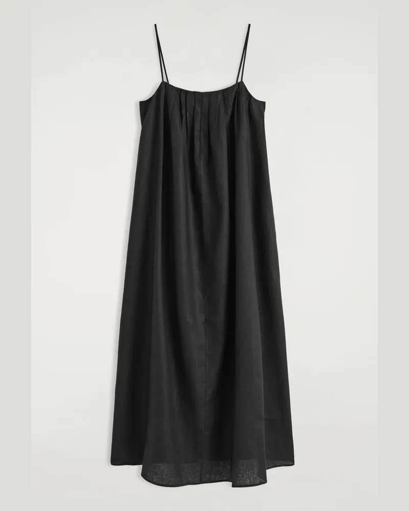 COS Maxikleid Aus Leinen Mit Falten Schwarz