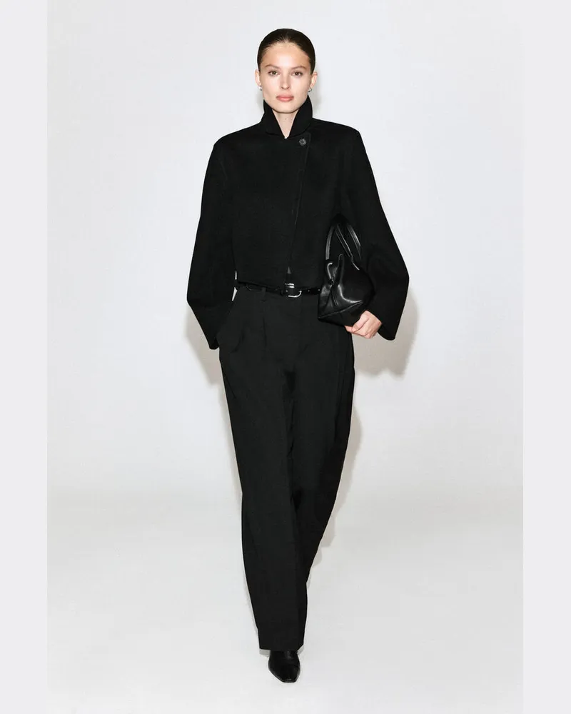 COS Verkürzte Oversized-Jacke Aus Doubleface-Wolle Schwarz