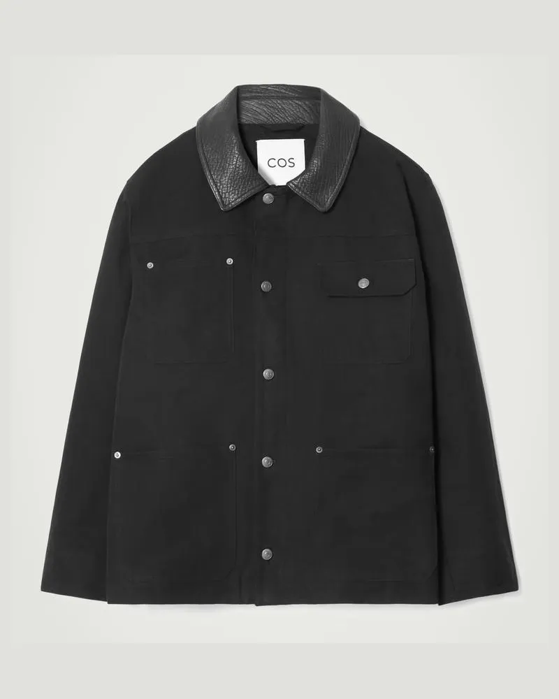 COS Feldjacke Mit Lederkragen Schwarz