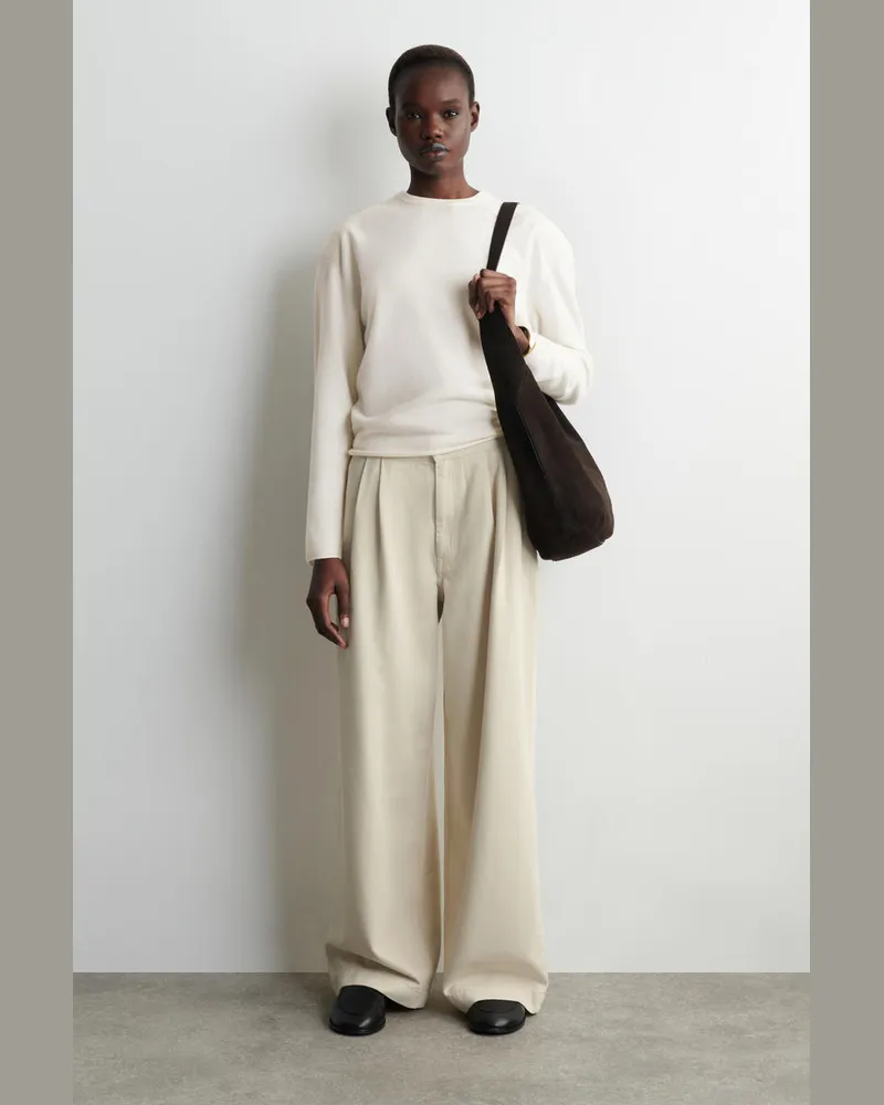 COS Hose Aus Denim Mit Weitem Bein Und Bügelfalten Weiß