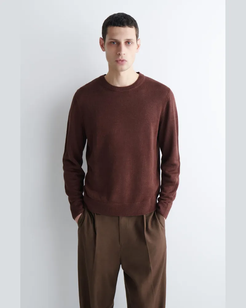 COS Strickpullover Aus Leinen Mit Rundhalsausschnitt Braun