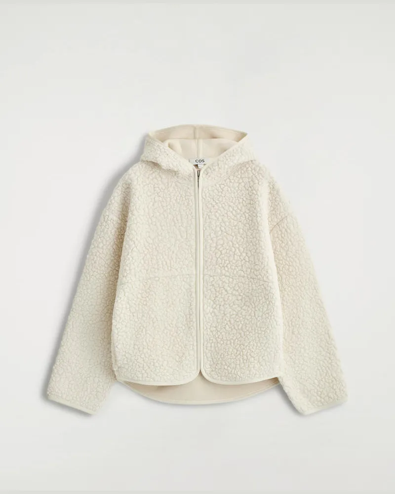 COS Hooded Teddy Jacket Weiß