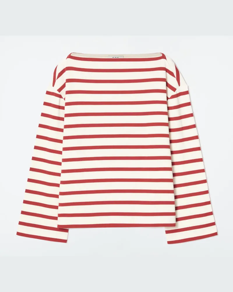 COS Gestreiftes Oberteil Mit U-Boot-Ausschnitt Rot
