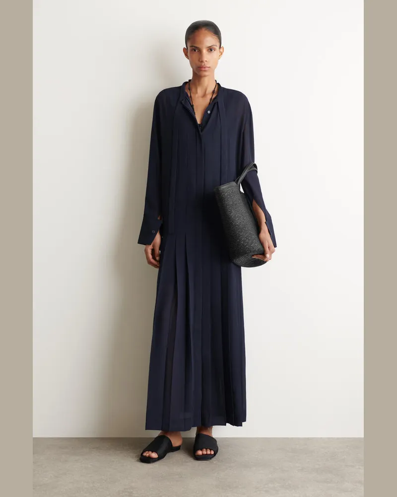 COS Hemdkleid In Midilänge Mit Falten Blau