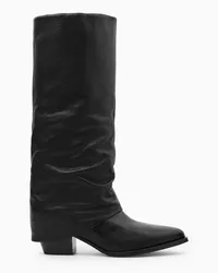 COS Kniehohe Lederstiefel Schwarz