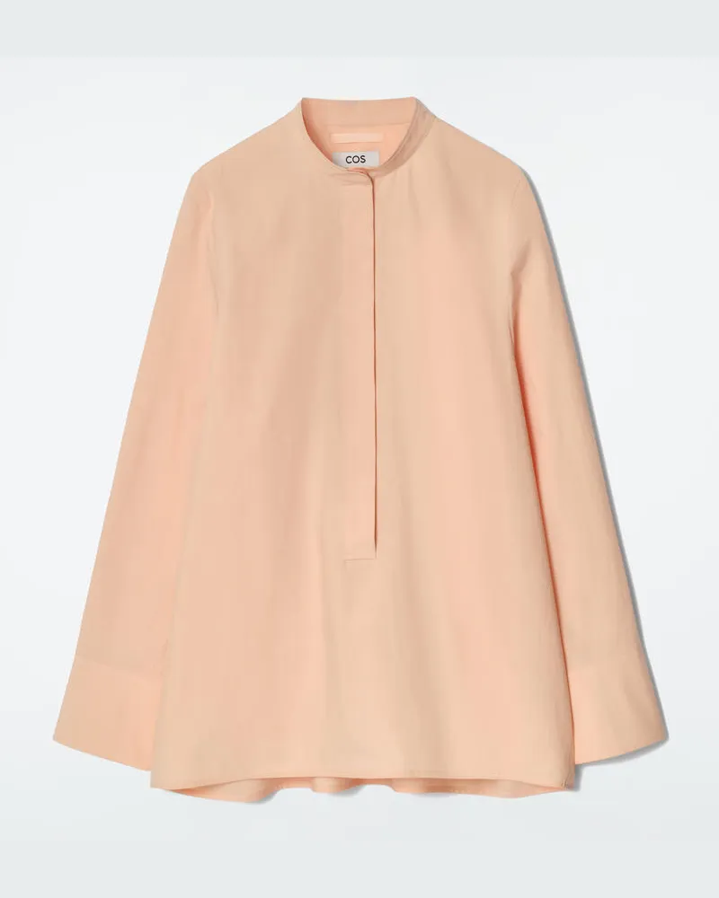 COS Kragenloses Hemd Mit Kurzer Knopfleiste Orange