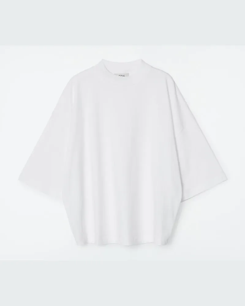 COS Kastenförmiges T-Shirt Mit Stehkragen Weiß
