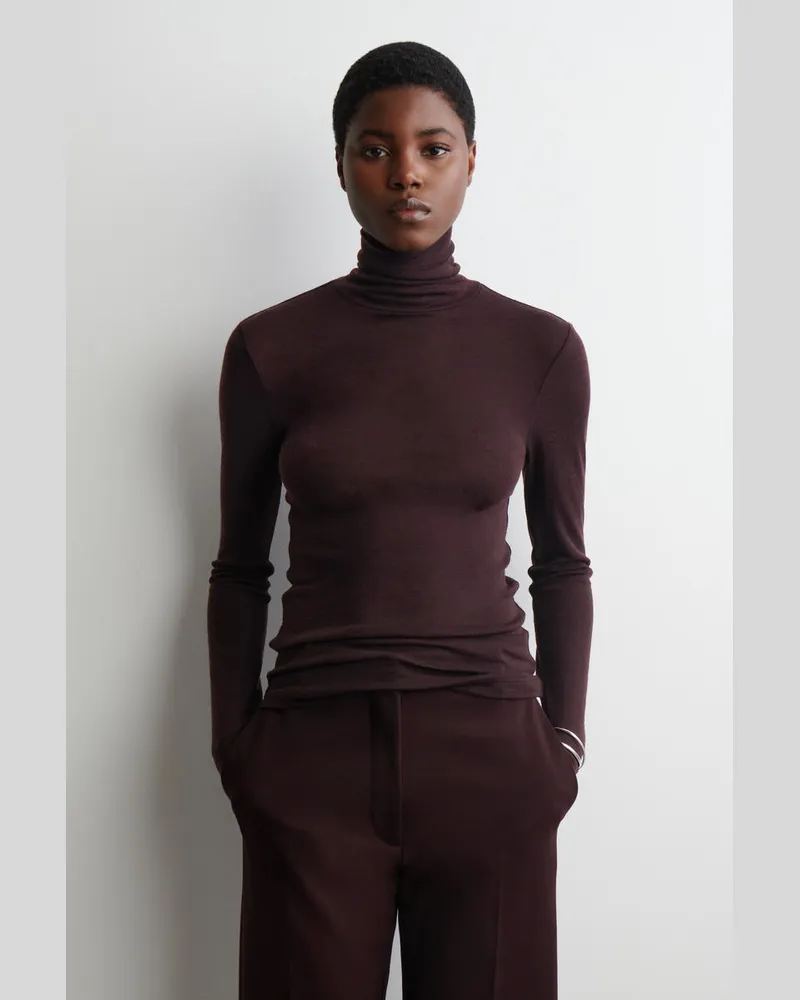 COS Oberteil Aus Merinowolle Mit Hohem Kragen Rot