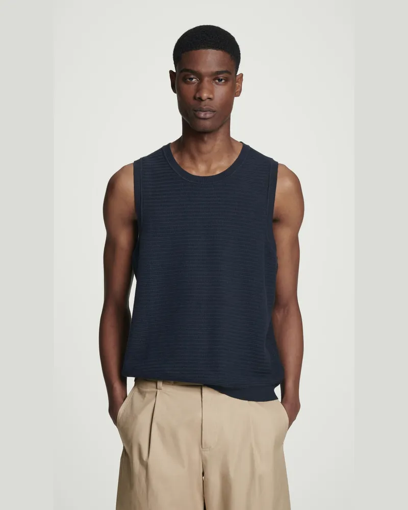 COS Strukturiertes Tanktop Aus Baumwolle Blau