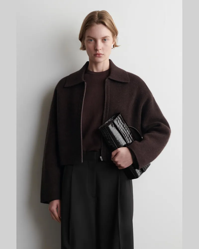 COS Verkürzte Strickjacke Aus Merinowolle Braun