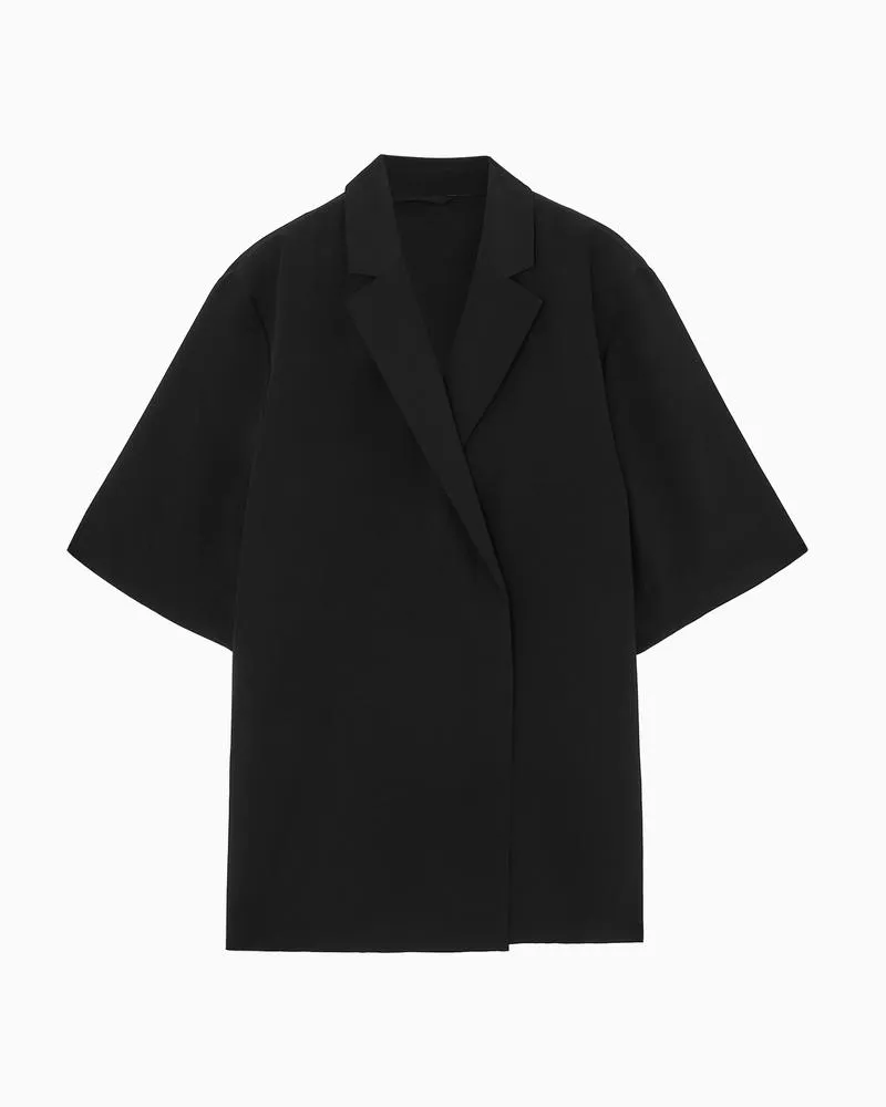 COS Kurzärmliger Seidenblazer Mit Normaler Passform Schwarz