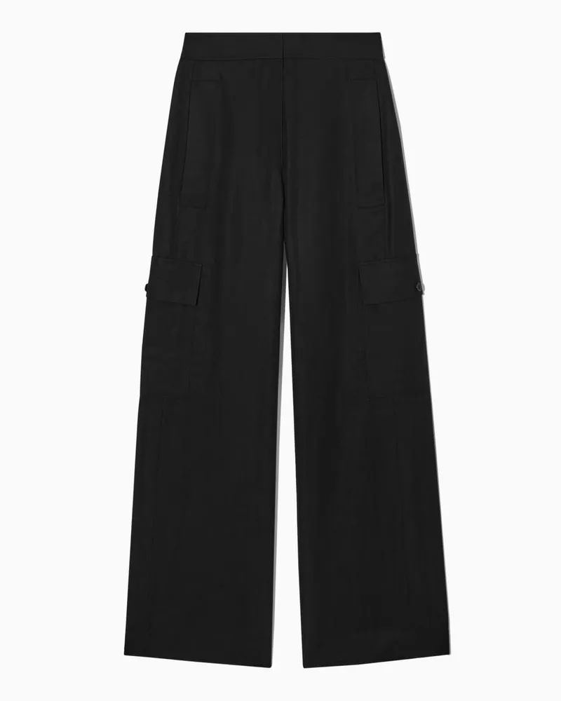 COS Cargohose Aus Leinen-Mix Mit Weitem Bein Schwarz