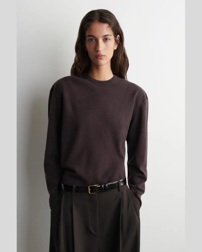 COS Pullover Aus Merinowolle Mit Rundhalsausschnitt Braun