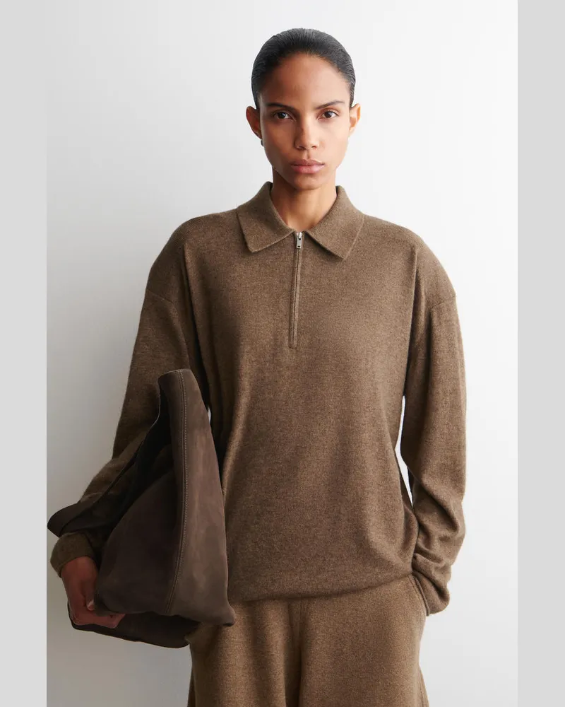 COS Poloshirt Aus Merinowoll-Yak-Mix Braun