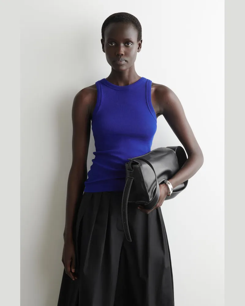 COS Geripptes Tanktop Aus Baumwolle Blau