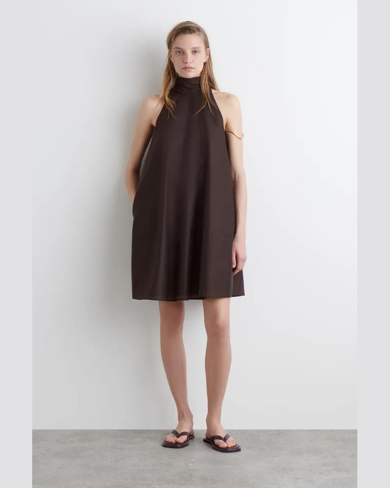 COS Fliessendes Neckholder-Kleid In Minilänge Braun