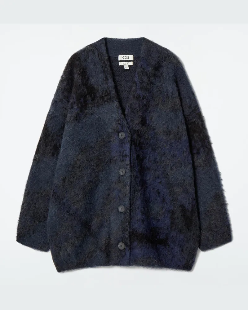 COS Jacquard-Strickjacke Aus Alpaka-Mix Blau