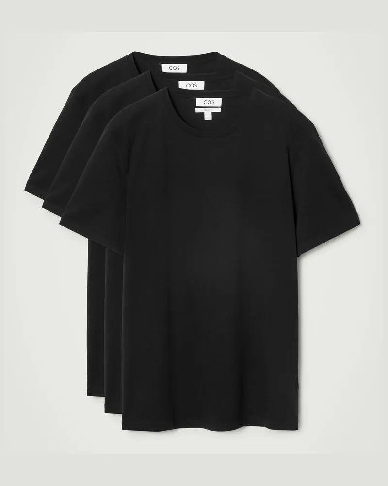 COS 3Er-Pack Baumwoll-T-Shirts Mit Rundhalsausschnitt Schwarz