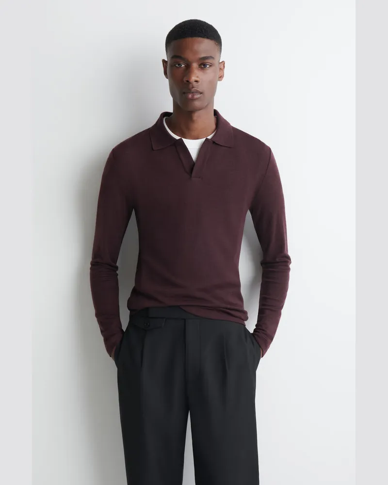 COS Poloshirt Aus Wolljersey Mit Offenem Kragen Rot
