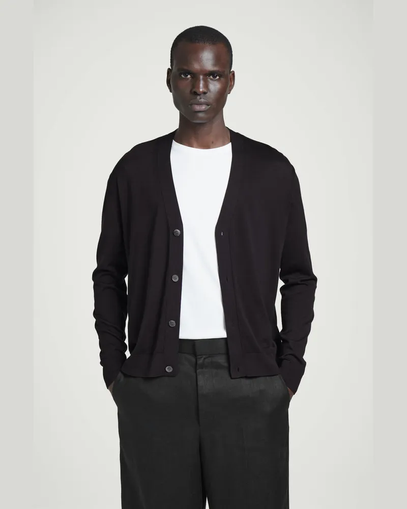 COS Strickjacke Aus Seide Mit V-Ausschnitt Braun
