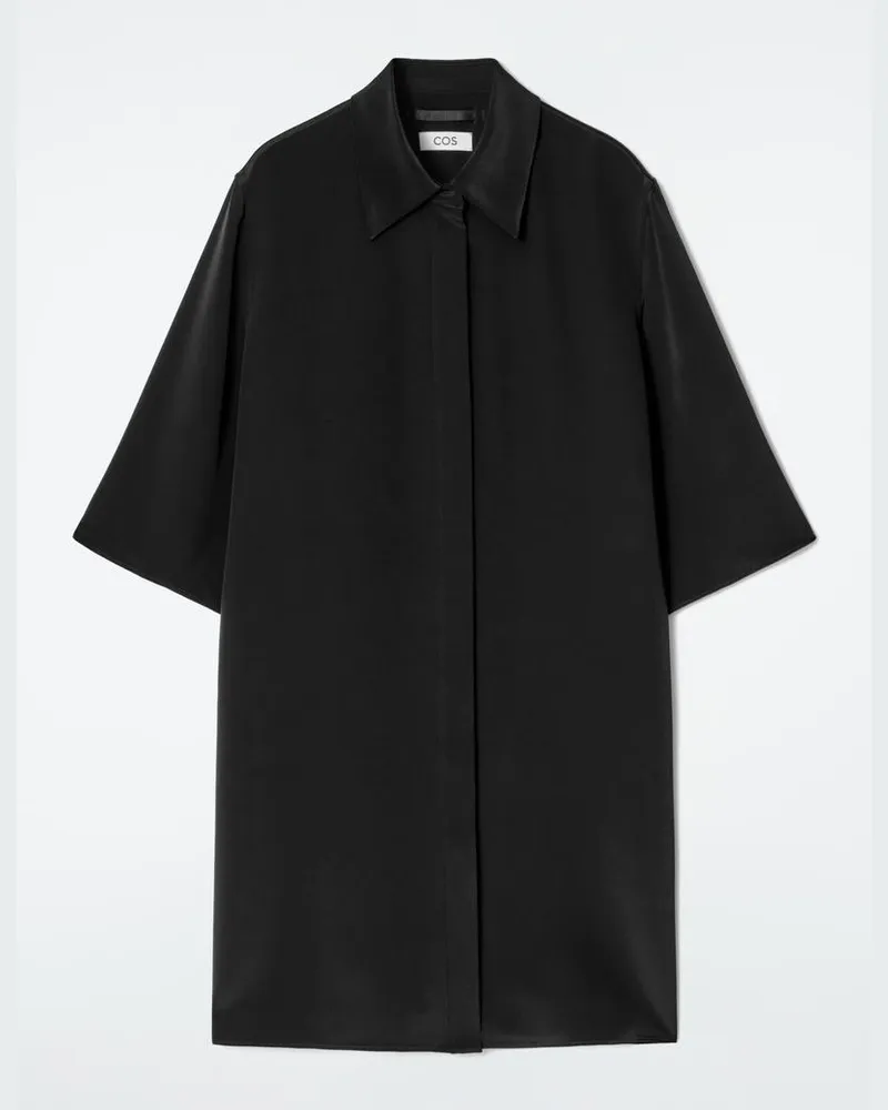 COS Langes Seidenhemd Schwarz
