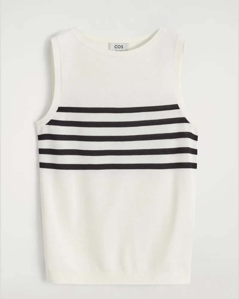 COS Gestreiftes Strick-Tanktop Weiß