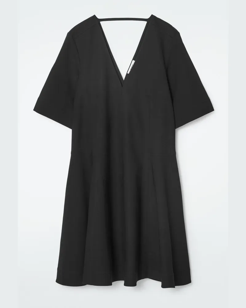 COS Voluminöses Minikleid Mit V-Ausschnitt Schwarz