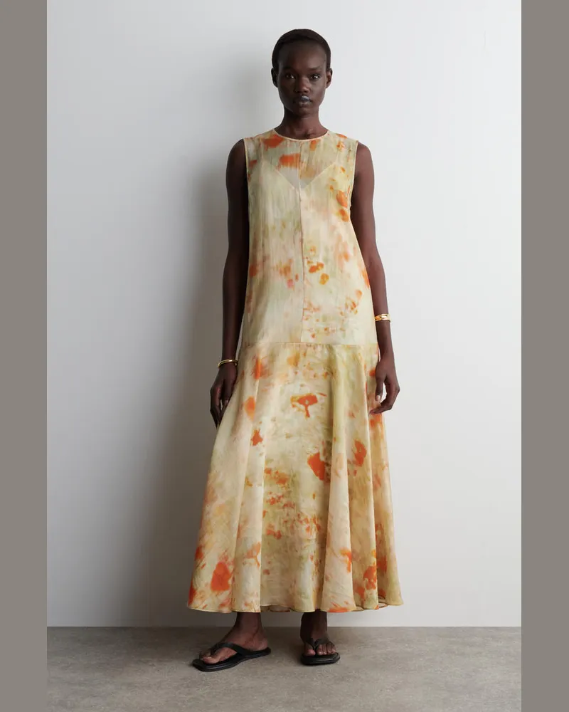 COS Sheer Floral-Print Maxi Dress Rosa