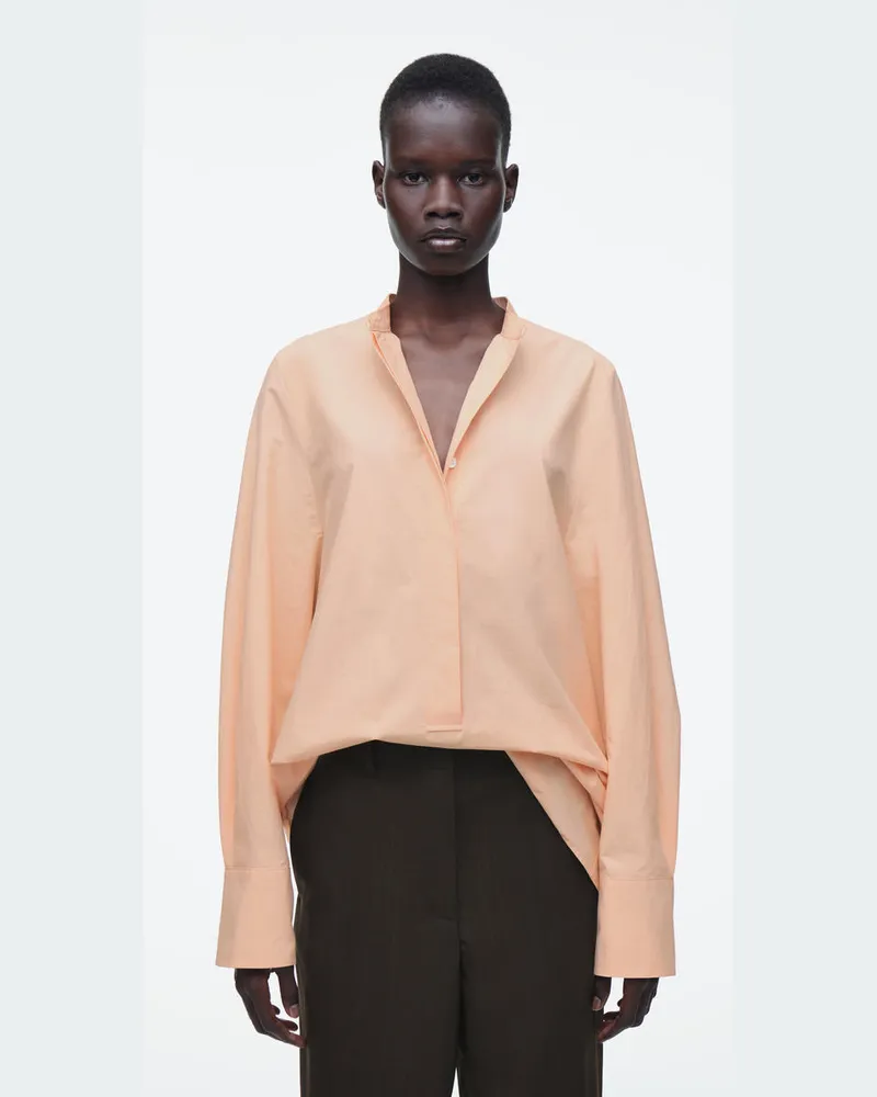 COS Kragenloses Hemd Mit Kurzer Knopfleiste Orange